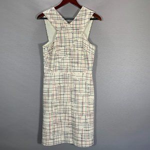 Banana Republic Cream Tweed Midi Dress with Black & Red Check